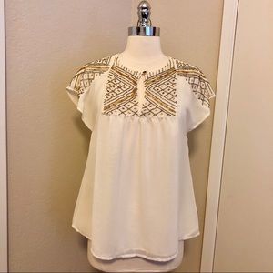 Jennifer Lopez white beaded boho top